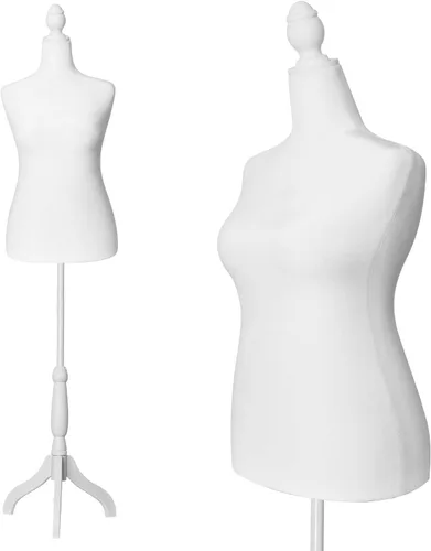 Vista 12 de Torso de maniquí femenino con soporte, talla grande 10-12, forma de vestido de maniquí femenino, altura ajustable de 61-67 pulgadas, soporte