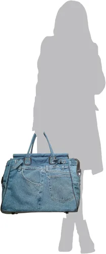 Vista 8 de Bijoux de Ja Bolso de mano grande de mezclilla azul con doble asa superior para mujer, Azul