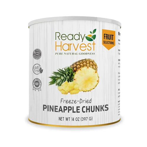 Vista 17 de Ready Harvest Alimentos deshidratados - Chips de manzana Alimentos de emergencia Kits de campamento y supervivencia Lata #10 Vida útil de 25