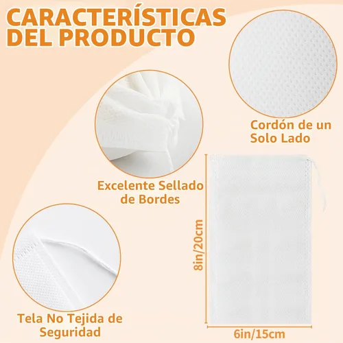 Vista 3 de TamBee Infusores de té desechables con cordón, bolsas de filtro de té para hierbas de té sueltas, 100 unidades de 5.9 x 7.87 pulgadas para té