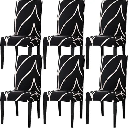 Vista 18 de Juego de 4 fundas para sillas de comedor, elásticas de elastano estampadas, fundas para sillas de comedor, lavables, extraíbles para sillas Parsons