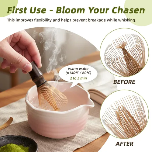 Vista 5 de Shin Chasen de nivel básico, batidor de bambú para té matcha