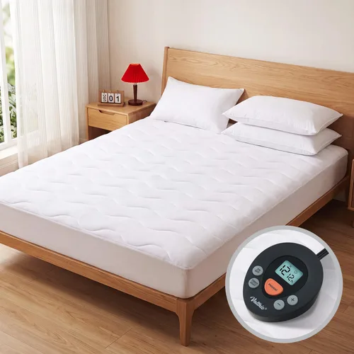 Vista 10 de Protector de colchón térmico tamaño individual, protector de colchón eléctrico con funciones de precalentamiento, calentador de cama con controlador