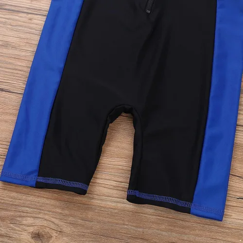 Vista 6 de Moily Conjunto de neopreno unisex para niños y niñas con cremallera, protección solar UV, traje de baño Azul y negro a