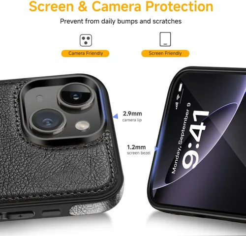 Vista 7 de Funda protectora de cuero de lujo con diseño único para iPhone 13 Mini, antideslizante, resistente a los arañazos, ultra delgada, funda protectora