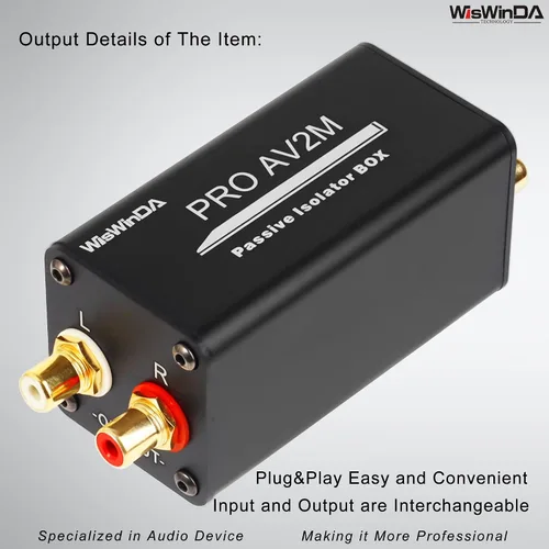 Vista 3 de Pro AV2M-RCA Aislador de ruido Eliminador de ruido de audio (sin afectar a los graves) Filtro de ruido de aluminio Shell Loop Aislador de ruido