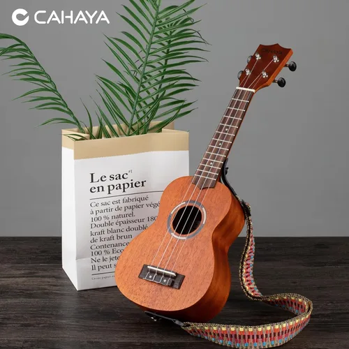 Vista 8 de CAHAYA Ukelele soprano para principiantes: kit de ukelele de 21 pulgadas para principiantes con bolsa de transporte, correa para el hombro Marrón