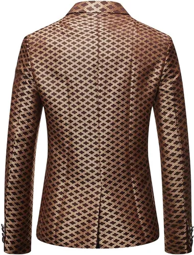 Vista 3 de Traje de dos piezas entallado, con un solo botón, estampado floral, estilo Tweed, con solapa