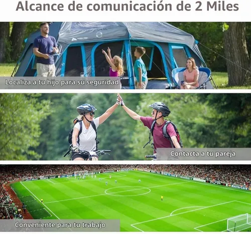 Vista 5 de Proster Walkie Talkies recargables, 1 par, radios bidireccionales de largo alcance de 16 canales con cargador USB, micrófono de auricular