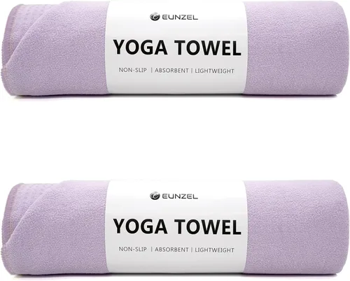 Vista 8 de Eunzel Paquete de 2 toallas de yoga caliente con punto de agarre, toalla de tapete de yoga antideslizante absorbente de sudor para yoga caliente
