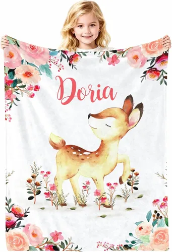Vista 23 de Manta de bebé personalizada con nombre, cobijas de franela suaves y personalizadas con diseño de animales para recién nacidos, niños y niñas