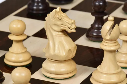 Vista 7 de Fierce Knight Staunton Wooden Chess Pieces – 3.5" King in Indian Rosewood & Boxwood for Tournament and Collector Use