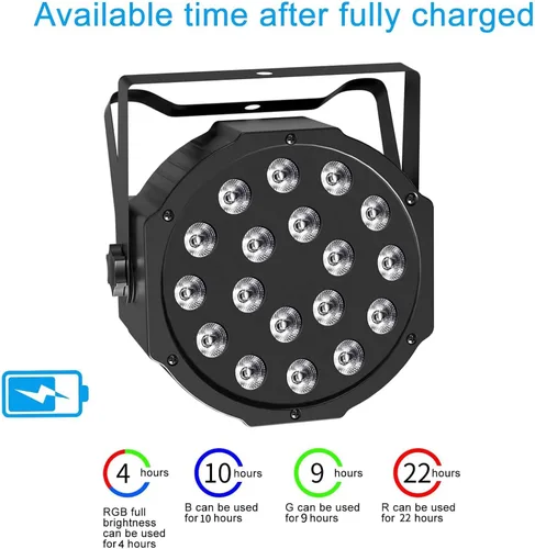 Vista 3 de U`King Luces LED Par de luces inalámbricas alimentadas por batería para eventos 18W RGB luz de iluminación de escenario recargable 20 horas por
