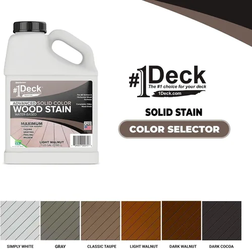 Vista 2 de Tinte y sellador de madera para exteriores de color sólido avanzado #1 Deck Premium en uno, sellador a base de agua para cubiertas de madera, vallas