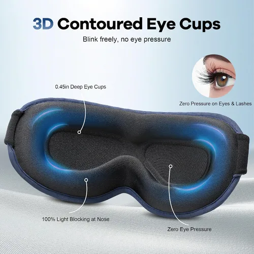 Vista 4 de Antifaz de dormir con peso para hombres: Antifaz para ojos de 3D con bloqueo de luz y cero presión para alivio del estrés, sueño profundo y siestas