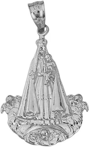 Vista 4 de Colgante con dije de Nuestra Señora de la Caridad del Cobre con certificado de oro de 14 k