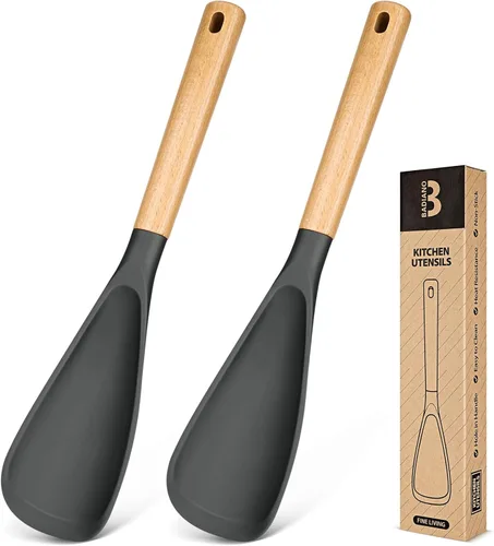 Vista 20 de Cuchara de cocina para utensilios de cocina antiadherentes, ideal para cocinar y servir silicona mate resistente sin BPA, cuchara con mango
