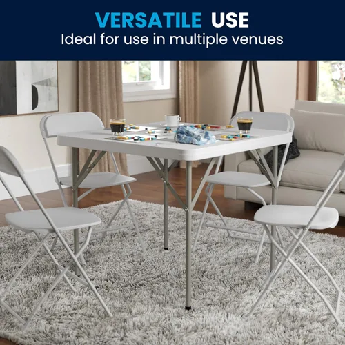 Vista 19 de Flash Furniture Mesas cuadradas de plástico plegables para eventos, juego de 12, color blanco granito