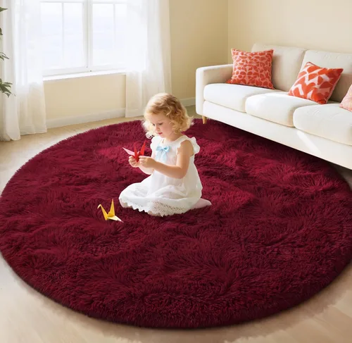 Vista 137 de EVOIONOS Alfombra Redonda Negra para Dormitorio, 4x4 Pies Alfombra de Área Circular Suave y Esponjosa para Sala de Estar, Alfombra Circular de Felpa
