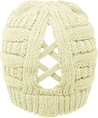 Vista 2 de C.C. Gorro de invierno elástico con cola de caballo y moño desordenado