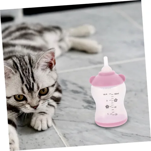Vista 8 de Mipcase 3 juegos de botellas de lactancia para gatitos de 2.7 fl oz, mini perro, cachorro, botella para mascotas, chupetes para animales recién