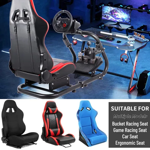 Vista 6 de Minneer Soporte de volante de carreras para cabina de simulador de altura ajustable para juegos compatible con T500 T30 T300RS FANTEC T3PATGT