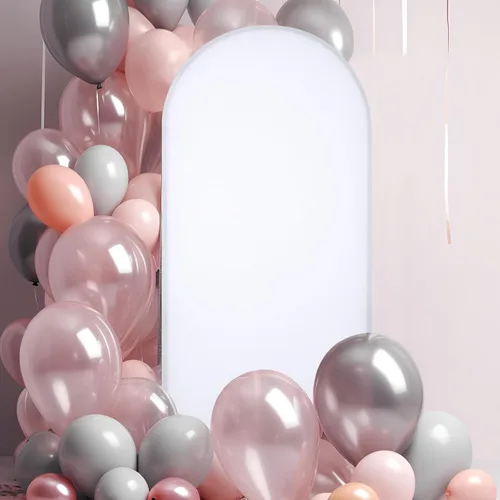 Vista 5 de Peryiter Juego de 4 fundas para telón de fondo de arco de elastano para decoración de bodas y cumpleaños (blanco, 7.2 pies, 6.6 pies, 5 pies, 4 pies)