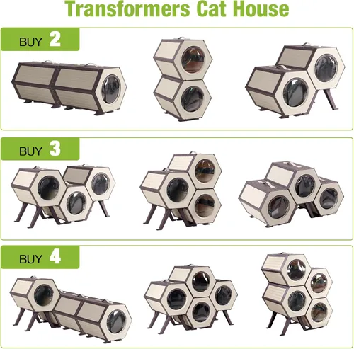 Vista 4 de GUTINNEEN Casa para gatos con calefacción expandible para múltiples gatos, aislada para invierno, cálido refugio para gatos con calentador ajustable