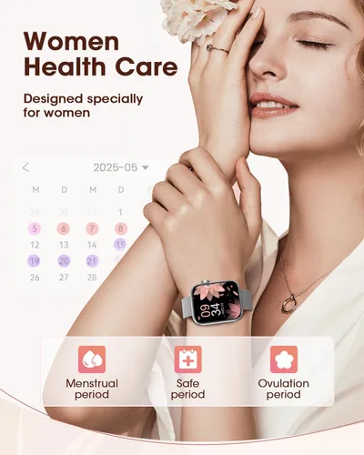 Vista 6 de Reloj inteligente para iPhone Android, relojes de fitness para gusanos con monitor de sueño/frecuencia cardíaca/spO2/presión arterial, reloj