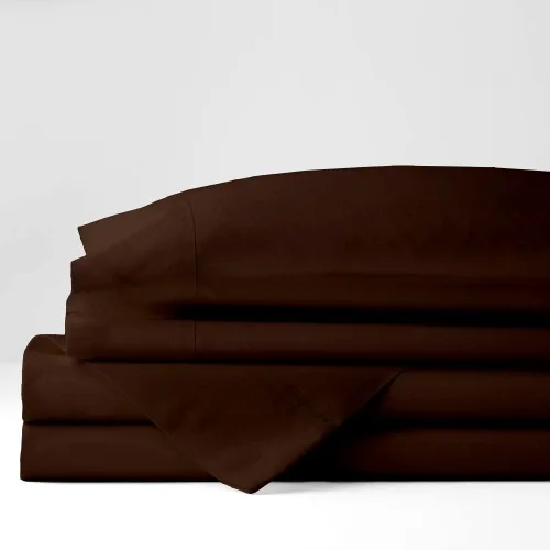 Vista 10 de Juego de ropa de cama dividida de 5 piezas, 800 TC-100% algodón, juego de sábanas divididas de algodón de fibra larga color negro, se adapta a