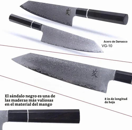 Vista 8 de SAMCOOK Cuchillo Kiritsuke de chef - Cuchillo profesional de 8 pulgadas de damasco afilado - Cuchillo de cocina Gyuto de acero inoxidable VG-10