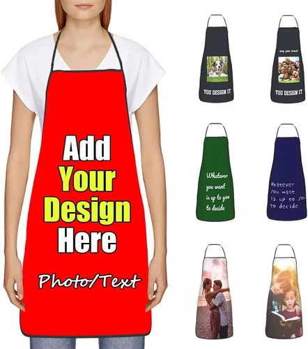 Vista 10 de Delantal Personalizado, Diseña Tu Propio Delantal de Cocina para Cocinar, Sube Tus Fotos Favoritas Logo, Añade Cualquier Nombre o Texto