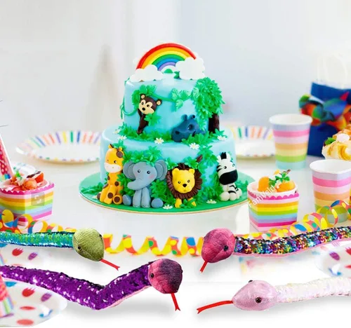 Vista 7 de ArtCreativity Juguetes de serpiente de lentejuelas para niños, felpa con lentejuelas que cambian de color, suministros de fiesta de la selva