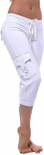 Vista 3 de XUNRYAN Pantalones cargo para mujer, corte de bota, para yoga, entrenamiento, pantalones recortados, cintura elástica, pantalones deportivos