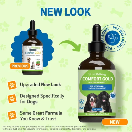 Vista 2 de Pet Wellbeing Comfort Gold para perros – Apoya la comodidad física canina, la circulación saludable, corydalis, cúrcuma – Suplemento herbario