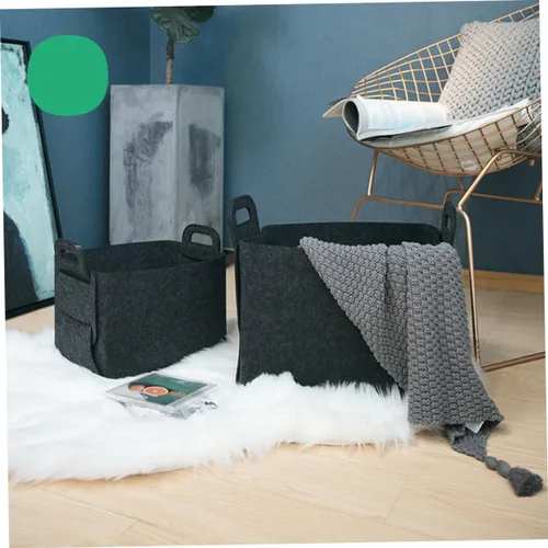Vista 6 de Cesta organizadora de fieltro resistente, cesta de almacenamiento plegable para juguetes, libros, ropa, lavandería, tamaño mediano