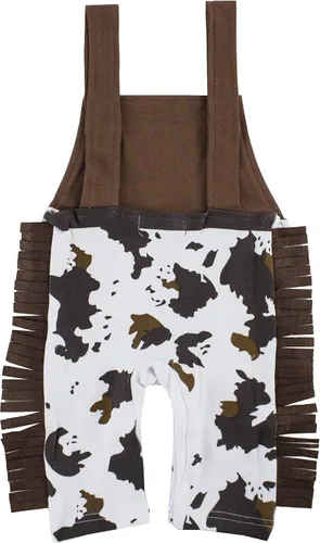 Vista 3 de stylesilove.com Mono vaquero marrón para bebé, sombrero y pañuelo, 3 piezas