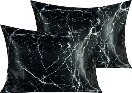 Vista 124 de NTBAY Paquete de 2 fundas de almohada estándar de satén para cabello y piel, lujosas y sedosas fundas de almohada con cierre de sobre, 20 x 26