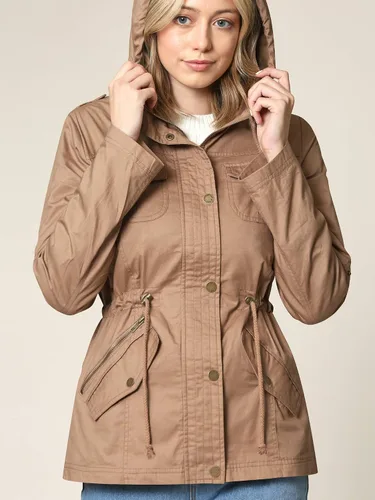 Vista 4 de Lock and Love LL - Chamarra con capucha para mujer diseño safari militar de estilo casual