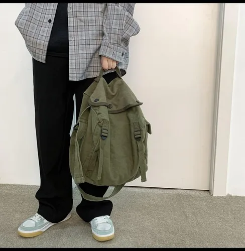 Vista 4 de Bolso bandolera de lona para mujer y hombre, para la escuela, estética, estilo hobo, vintage, Harajuku, hippie, bolso de hombro