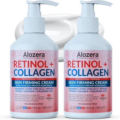 Vista 10 de Alozera Loción corporal reafirmante, hidratante corporal antienvejecimiento con retinol y colágeno, loción ligera y de rápida absorción para piel