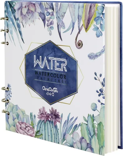 Vista 9 de Cuaderno de bocetos de acuarela – Cuaderno de bocetos de papel de acuarela prensa en frío 7.7 x 7.7 pulgadas, 20 hojas, papel pesado de 140
