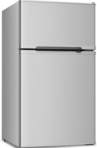 Vista 13 de Antarctic Star Mini refrigerador con congelador, refrigerador compacto de doble puerta, termostato ajustable, refrigerador pequeño para dormitorio