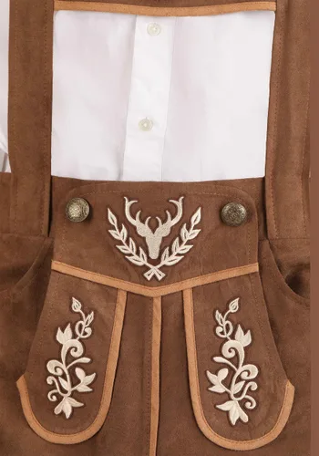 Vista 3 de Disfraz de Lederhosen Marrón para Oktoberfest Hombre Multicolor