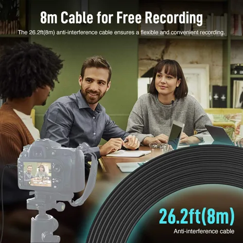 Vista 6 de SYNCO Micrófono Lavalier para DSLR, Lav S8 Micrófono de solapa para iPhone Cámara PC Android Reducción de ruido Auto-Emparejamiento Omnidireccional