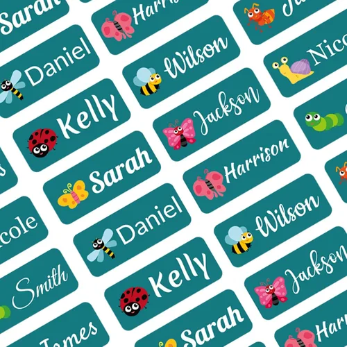 Vista 10 de 100 etiquetas adhesivas de nombre personalizadas para niños, suministros escolares, etiquetas de nombre para botellas de agua de guardería