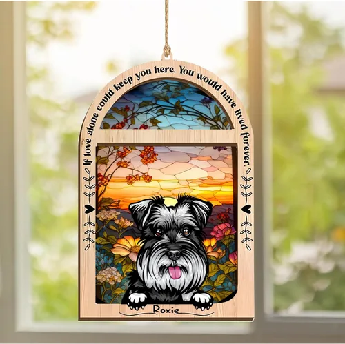 Vista 370 de LOVELYPOD Adorno de Navidad personalizado de sabueso afgano, atrapasoles con nombre, regalos de pérdida de mascotas, regalos para amantes