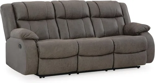 Vista 4 de Signature Design by Ashley - Sofá reclinable manual, primera base, color gris Space-saving 3-in wall distance, Easy-to-clean gunmetal faux leather