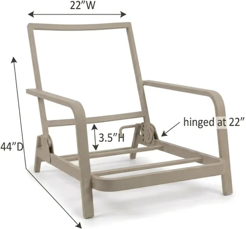 Vista 3 de Sunbrella - Cojín de tela para asientos profundos para patio, 44 x 22 pulgadas, con bisagras (asiento + respaldo) – Reemplazo de cojín para silla