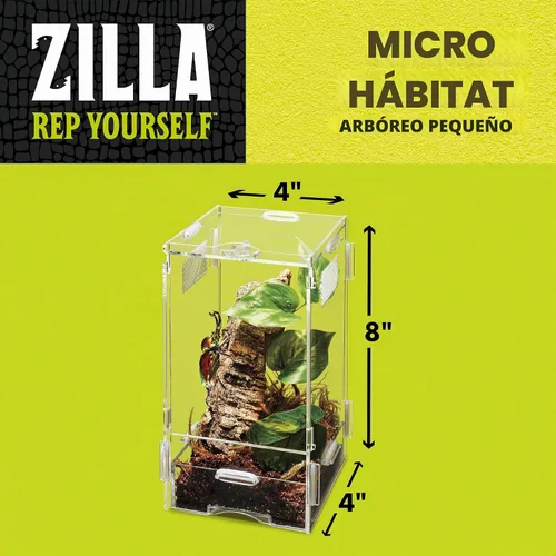 Vista 4 de Zilla Micro Hábitat Terrario, Arrbóreo, con Pestillo de Bloqueo, para Isópodos, Arañas, Insectos, Pequeño